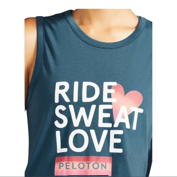 Peloton Ride Sweat Love Side Split Tank NWT Athletic Exercise Top Tee NEW - Picture 3 of 8